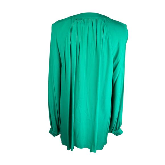 Reiss NWT Gwen Green Long Gathered Blouson Sleeve Cocktail Business Blouse - Picture 10 of 16